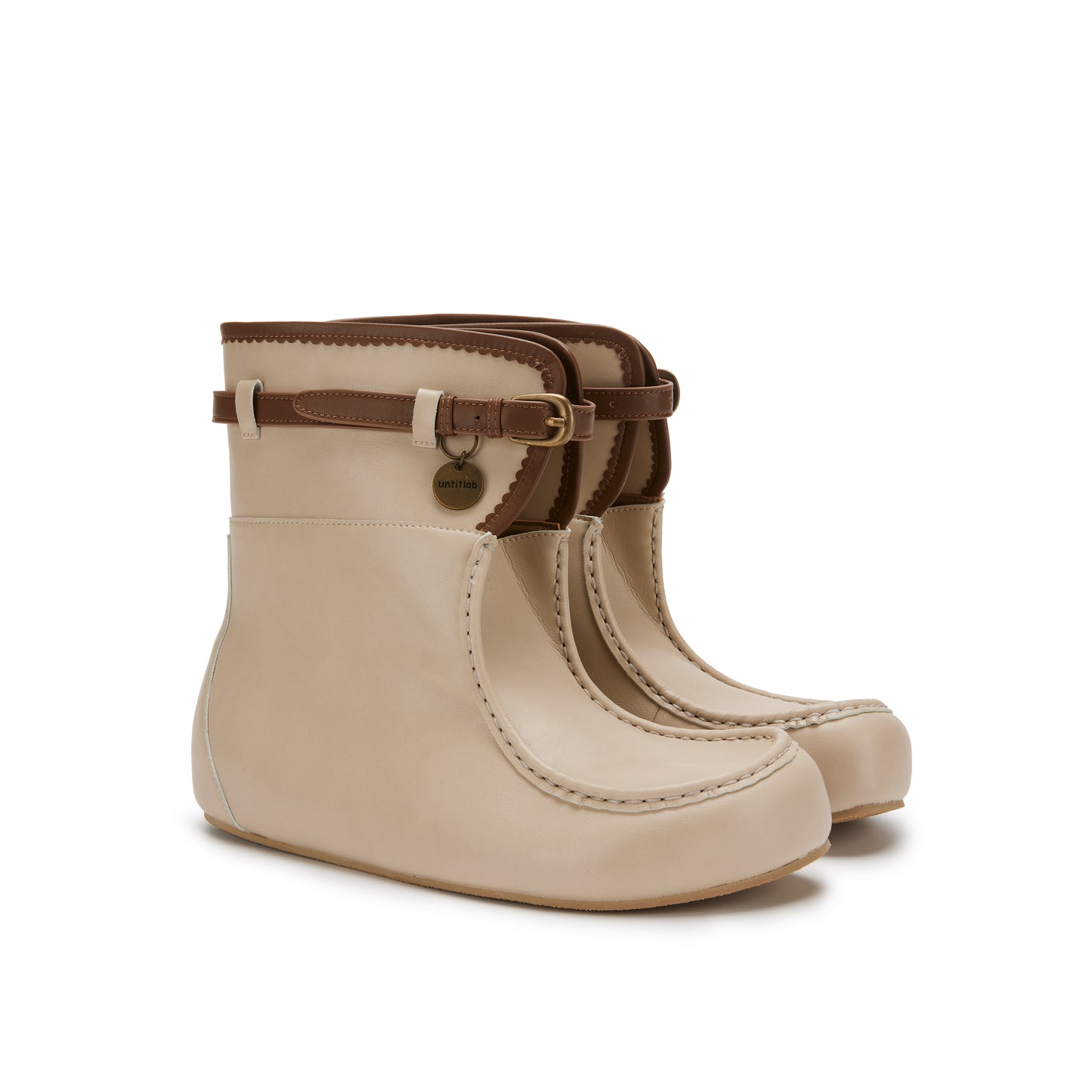 Buckled Clogs Boots (Beige)